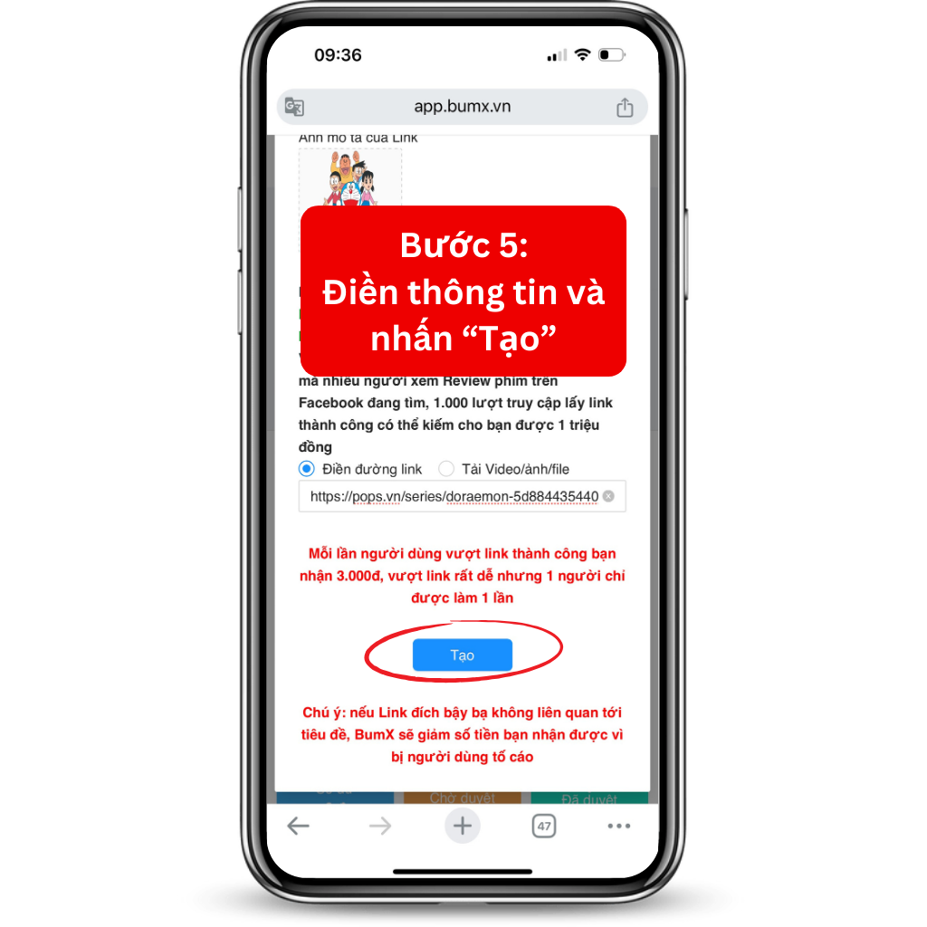 Hướng dẫn tạo link rút gọn bước 5