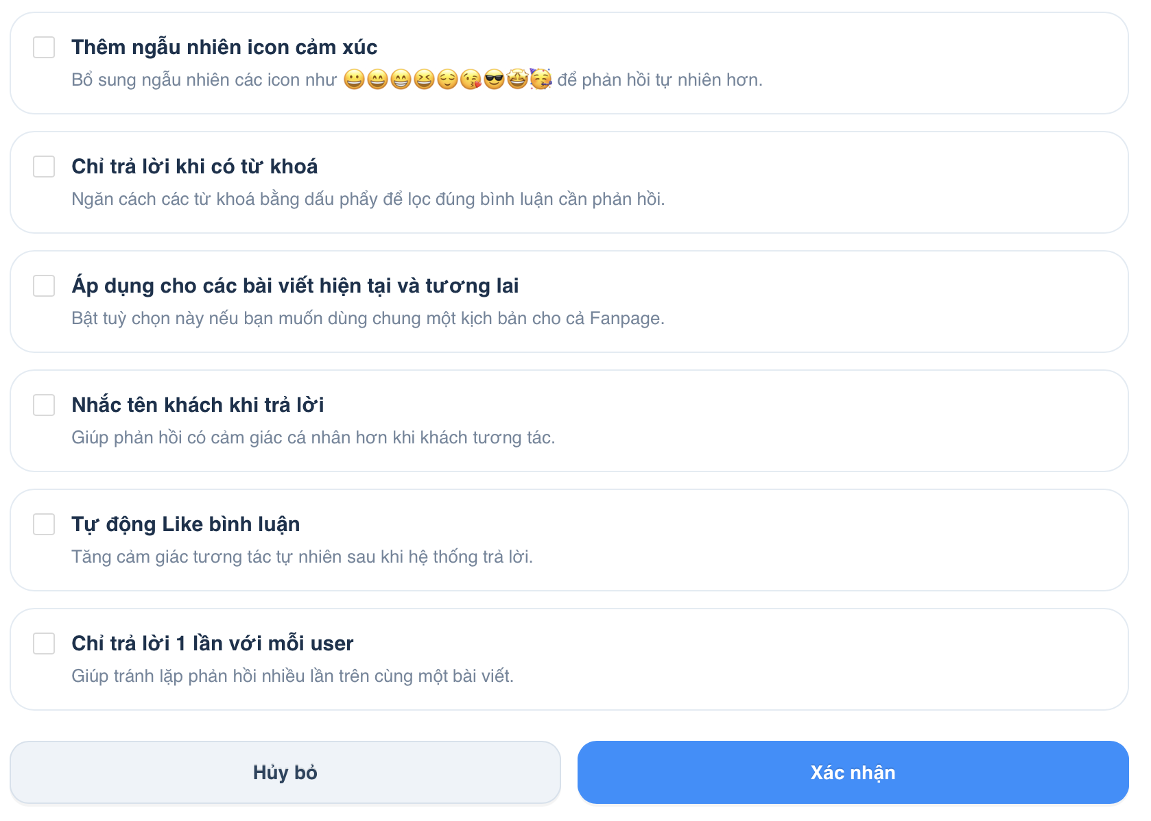 Các tuỳ chọn nhắc tên, like bình luận và thả cảm xúc trên BumX
