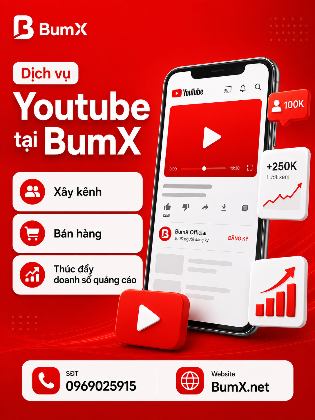 Banner dịch vụ Youtube BumX